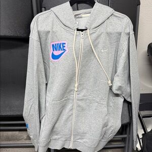 Nike EYBL Light Gray SWEATSHIRT Hoodie with Blue and Pink Logo